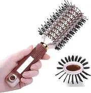 Oval Styling Vent Hair Brush for Blow Drying, Double Sided Boar and Nylon Bristle Brush for Medium.