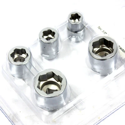 5pcs 3/8" Dr. Impact Bolt Extractor Stud NutTwist Socket Set 8 10 13 17 19mm