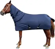 Horse Turnout Blanket Waterproof 1200D Ripstop Horse Winter Blanket 400 GSM Filling with Detachable Neck Cover 81 Navy Blue