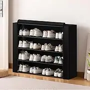 Shoe Rack, Foldable Shoe Organizer with Nonwoven Fabric Cover Bamboo Shoe Storage Shelf for Living Room, Entryway, Hallway, Bedroom,A,70 * 25 * 78cm