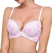 [Generic] Keyhole Bra with Underwire Cup Lattice Flower Gathered European and American Bra Breathable Sweat Absorption Cute Girls Sports Bra Large