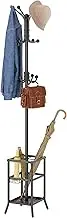 FAVOOSTY Coat Stand with Umbrella Stand, Clothes Stand with 12 Hooks, Jacket Stand Standing, Coat Rack, Coat Rack Stand for Living Room, Bedroom (Black