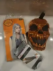 Halloween Prop Lot Costume Accessory Party Wig, Mask, Net Gloves New