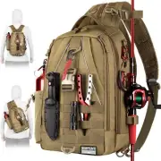 Ghosthorn Fishing backpack Tackle Sling Bag - Fishing Backpack with Rod Holde