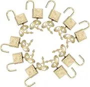 SEWACC 10Pcs Alloy Padlocks Safety Locks for Suitcases Notebooks Travel Durable Resistant Design with Keys Each Golden Finish