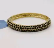 Nine West RED Crystal Gold tone Bracelet Hinged Bangle ART DECO Statement NWT