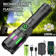 Adjustable 990000 Lms LED Flashlight Rechargeable Strong Light Torch Lamp IPX4
