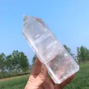 840g Natural White crystal Obelisk Carved Quartz Crystal Wand Point