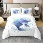 Watercolor Manatee Duvet Cover Full Size, Cute Marine Animal Bedding Set