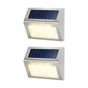 Solar Wall Light 2pcs Outdoor Waterproof 3LED Solar Fence Light Garden Wall Lamp -Warm White