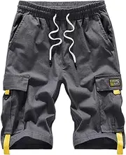 [Msmsse] Women's Athletic Cargo Shorts Elastic Waist Drawstring Cotton with Pockets