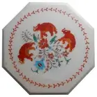 18" White Marble Table Top center Coffee Inlay lapis pietra dura elephant k19