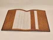 Latvian Old Brown Tooled Leather Book Cover Accessories Handcrafted Gift 80s