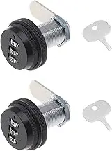 2pcs Combination Cam Lock, Black 3 Digit Password Coded Lock Keyless Combination Cam Lock Security Locks Zinc Alloy for Mailbox Drawer Locker 30mm/1.18"