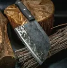 Handmade Cleaver Knife Forged Clad Steel Full Tang Wood Handle Butcher Slicing L