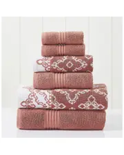 Modern Threads Clay 6pc Charlize Jacquard/Solid Towel Set