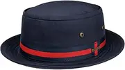 [Stetson] Classic Band Pork Pie Fabric Hat, Summer Hat, Sun Hat, Pork Pie Hat, Men's Cotton Hat with Grosgrain Ribbon, Grosgrain Ribbon, Spring/Summer