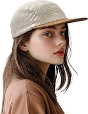[Clakllie] Two Tone Corduroy Baseball Hat 5 Panel Trucker Hat Hip Hop Style Flat Bill Performance Hat Skateboard Snapback Hats