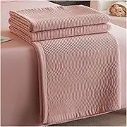 Quilt Set Twin Full Queen Size Lightweight Vintage Quilts Soft Tencel Bedspreads Coverlets Bedding Set for All Seasons(Pink,200x230cm 1 Piece)