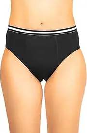 [Haute pression] Women's Peony Menstrual High Waist Panties with Elastic Waistband Light Flow T42 Underwear, Black, UK 14, Black, 14
