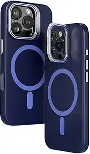 Soft Case for iPhone 16/16 Pro/16 Plus/16 Pro Max, Magnetic Suction Liquid Silicone Drop Protection Cover with Lens Stand Phone Cases,16pro max,Blue
