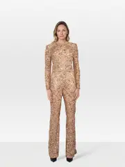 Rose Gold Sequin Belted Jumpsuit