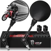 MZS Motorcycle Mirrors, Foldable Adjustment Rear View Mirror 8mm 10mm Universal Handlebar Mount Round Compatible with Motorbike Adventure Dirt Street Bike ATV Quad Snowmobile Scooter Coolster Moped
