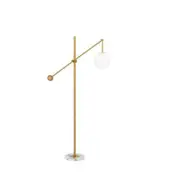 Kemi Floor Lamp White Marble Gold Iron Opal Matt Glass - KEMI FL-GDOP