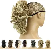 IMISSU Messy Curly Hair Short Claw Ponytail Hair Extensions Pony Tail Clip in Hairpieces (Honey Dirty Blonde)