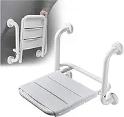 Fold Down Shower Seat Wall Mounted, Folding Shower Chair for Inside Shower with Arms Loads Up to 330 Lbs Space Saving, Modern Foldable Shower Bench for Bathroom