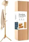 Coat Rack, Wooden Coat Rack Stand with 3 Height Options & 8 Hooks, Sturdy Freest