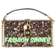 Dolce & Gabbana Sequin Clutch Bag Dolce Box Fashion Sinner Silver 11552