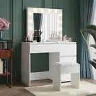 Ufurniture Dressing Table Set Makeup Mirror 12 LED Bulb Jewellery Storage Vanity