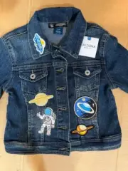 NWOT Unisex Arizona Jean Co. Jean Jacket, 6/6x, Outer Space Themed Patches