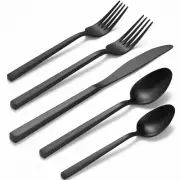 Cube Black 20-Piece Forged Silverware Set Stainless Steel Flatware Set,Servic...