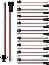 10 Pairs JST SM 3 Pin Connectors for WS2812B WS2811 WS2812 WS2814 SK6812 FOCB CCT LED Strip Female Male 15cm 22awg Wire