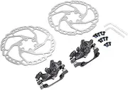 Bike Disc Brake Kit, Aluminum Alloy Calipers, 2 Pcs Stainless Steel 160 mm Rotors & Cable & Brake Lever & 12 Bolts, Freewheel Threaded Hubs Hole Distance of 44mm for Road Bike, Mountain Bike
