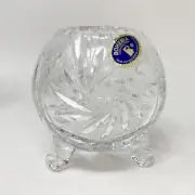 VTG Bohemia Hand Cut Crystal Globe Round Footed Vase Bowl (New)