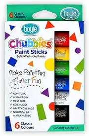 6pc Boyle Chubbies Washable Drawing Paint Sticks Kids 3y+ Art Classic Colours