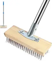 Wire Deck Brush,Swimming Pool Brush,Sturdy Stainless Steel Wire Floor Brush,Stainless Steel Deck Scrub Brush for Rough Surface Concrete Floor Patio Garden Garage