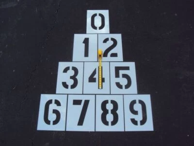10" Number Stencils for a Parking Lot Playground 60 Mil Thick LDPE Plastic