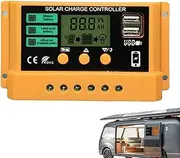 Charge Controllers for Solar Panels | 12V 24V Solar Panel Regulator,with LCD Display, Multiple Load Control Modes for Outdoor, Factory