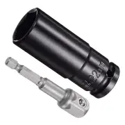 Deep Socket Set 22mm Socket 3" Length 1/2" Drive CR-V 6 Point with 1/4" Adapter