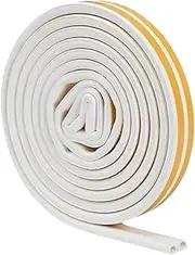 20-Foot Door and Window Weatherproof Sealing Strips, Leitungg Anti-Collision Strips - self-Adhesive Foam Sound Insulation D-Shaped Strips(White)