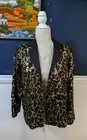 NWT Alice + Olivia Kier Sequin Leopard Jacket Blazer Gold Black Sz Small S $495