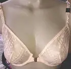 Victorias Secret bra Rare Vintage 34C Peach Lace Front Close plunge unlined