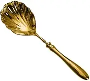 Perfk Stainless Steel Spoon Multifunction, Shell Shape, Compact Cooking Spoon Tablespoon for Family Dinners Home Restaurant Parties, Gold Large
