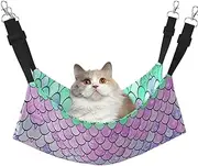 EdWal Mermaid Scale print Soft Sleeping Hammock Cat Hammock for Cage Hanging,Pet Hammock Bed Adjustable for Small Animals
