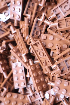 15 Lego Red Brown Plate 2 x 4 with Pins, City Pieces inv 165