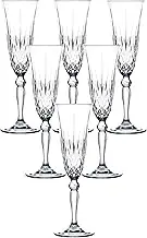 Lorren Home Trends Lorenzo Crystal Melodia Collection Wine Glass Set by RCR, 6 Count (Pack of 1), Flute